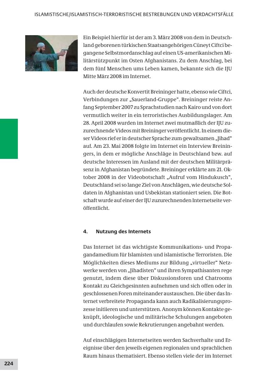 Seite 224 des Verfassungsschutzbericht 2008 Bund