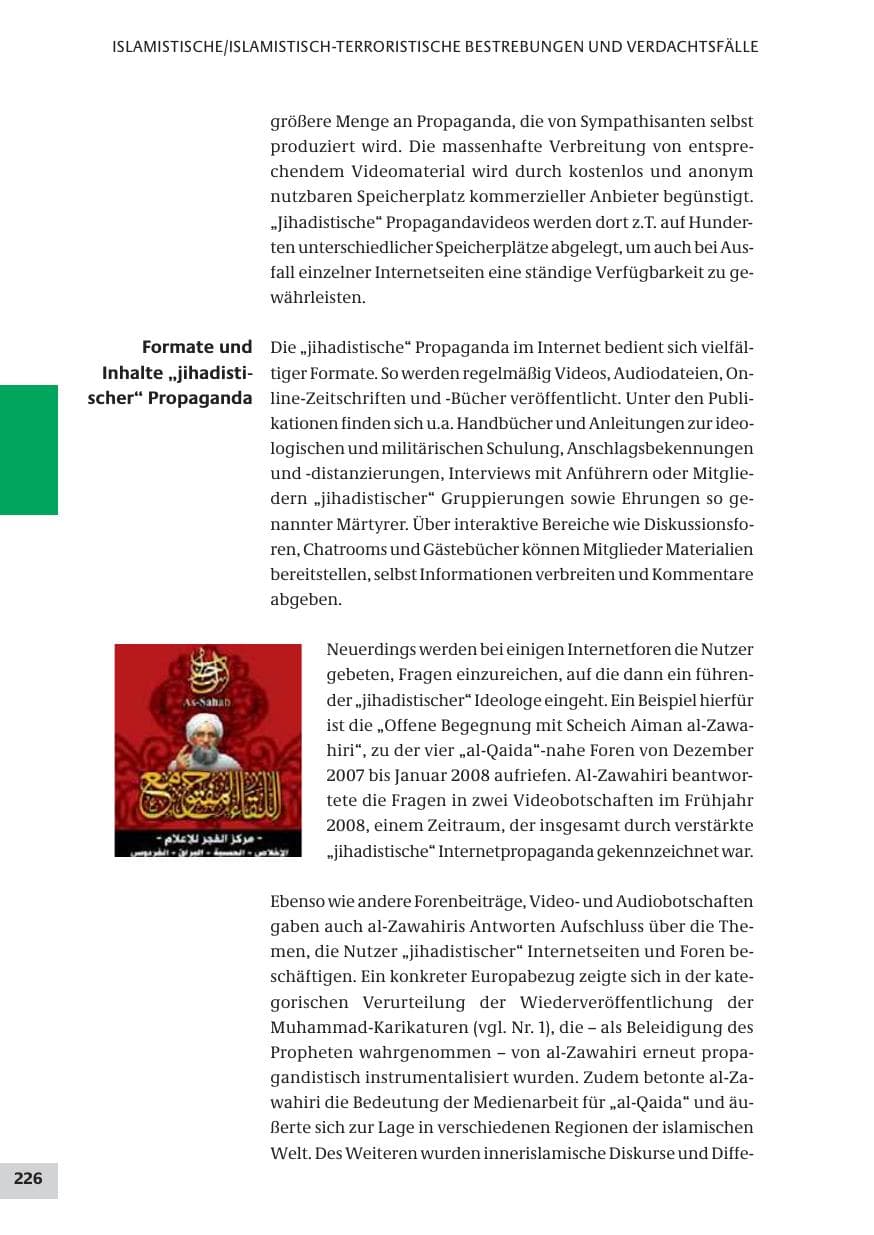 Seite 226 des Verfassungsschutzbericht 2008 Bund