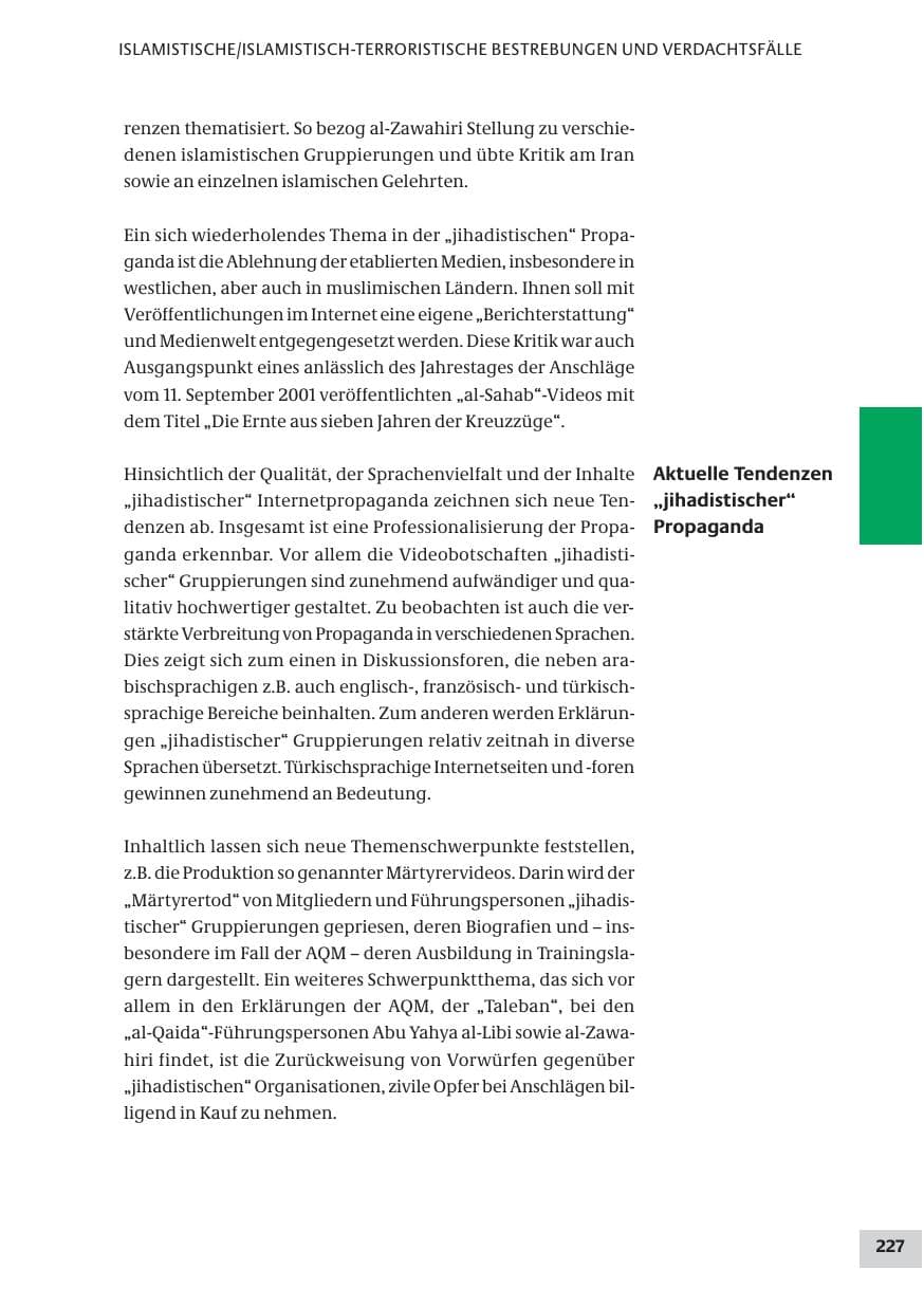 Seite 227 des Verfassungsschutzbericht 2008 Bund