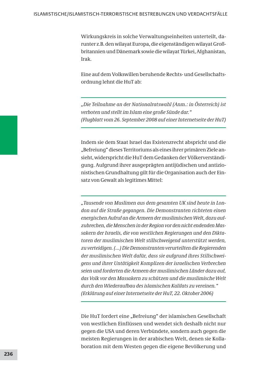 Seite 236 des Verfassungsschutzbericht 2008 Bund