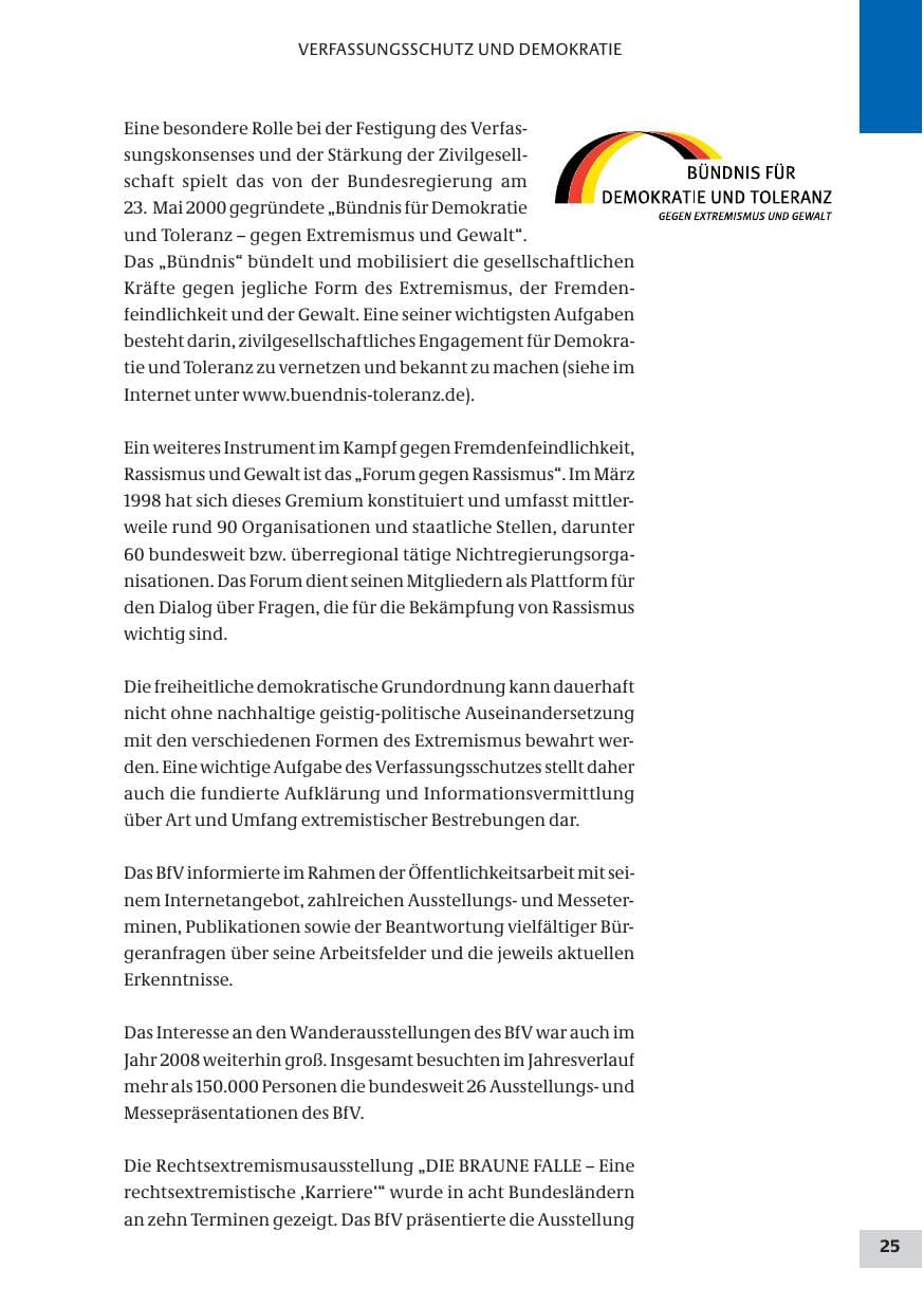 Seite 25 des Verfassungsschutzbericht 2008 Bund
