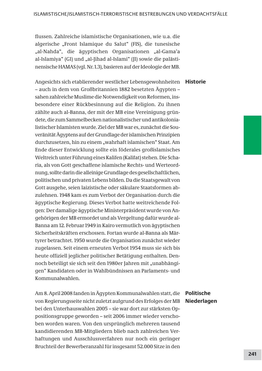 Seite 241 des Verfassungsschutzbericht 2008 Bund