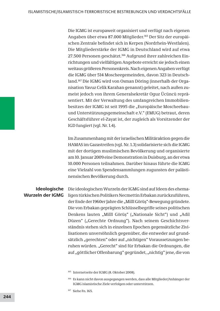 Seite 244 des Verfassungsschutzbericht 2008 Bund