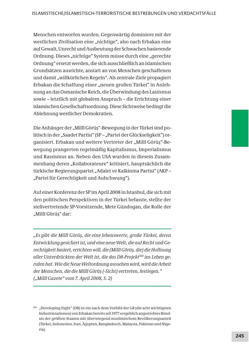 Seite 245 des Verfassungsschutzbericht 2008 Bund