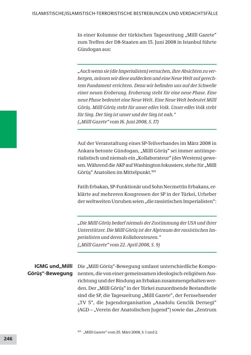 Seite 246 des Verfassungsschutzbericht 2008 Bund