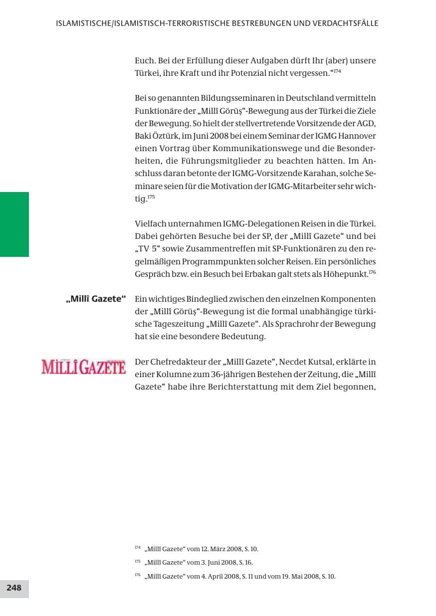 Seite 248 des Verfassungsschutzbericht 2008 Bund