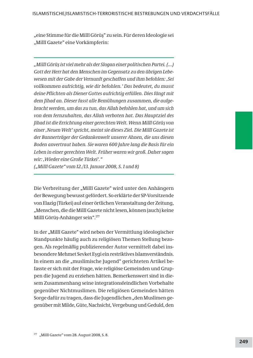 Seite 249 des Verfassungsschutzbericht 2008 Bund