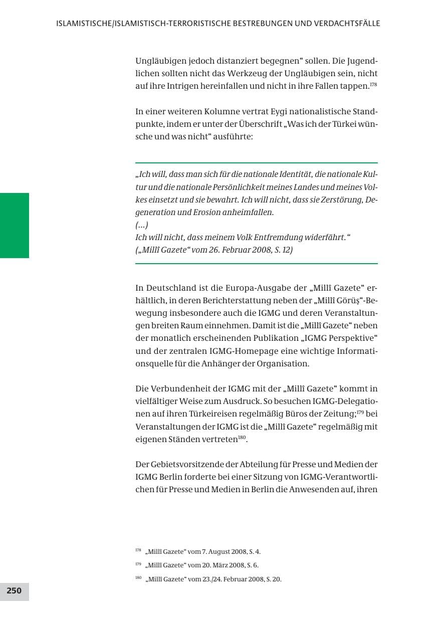 Seite 250 des Verfassungsschutzbericht 2008 Bund