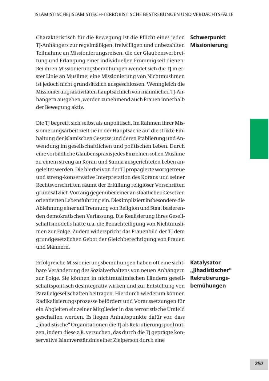 Seite 257 des Verfassungsschutzbericht 2008 Bund