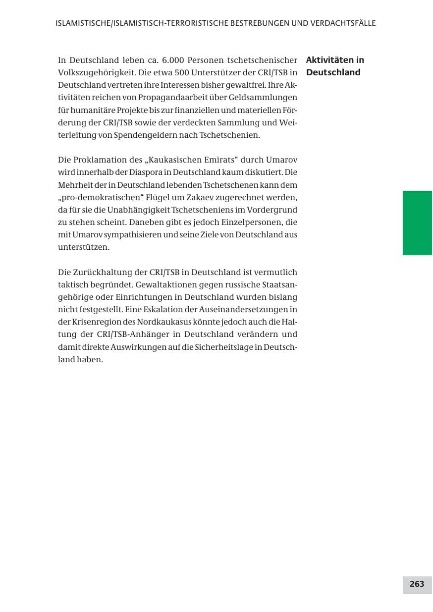 Seite 263 des Verfassungsschutzbericht 2008 Bund