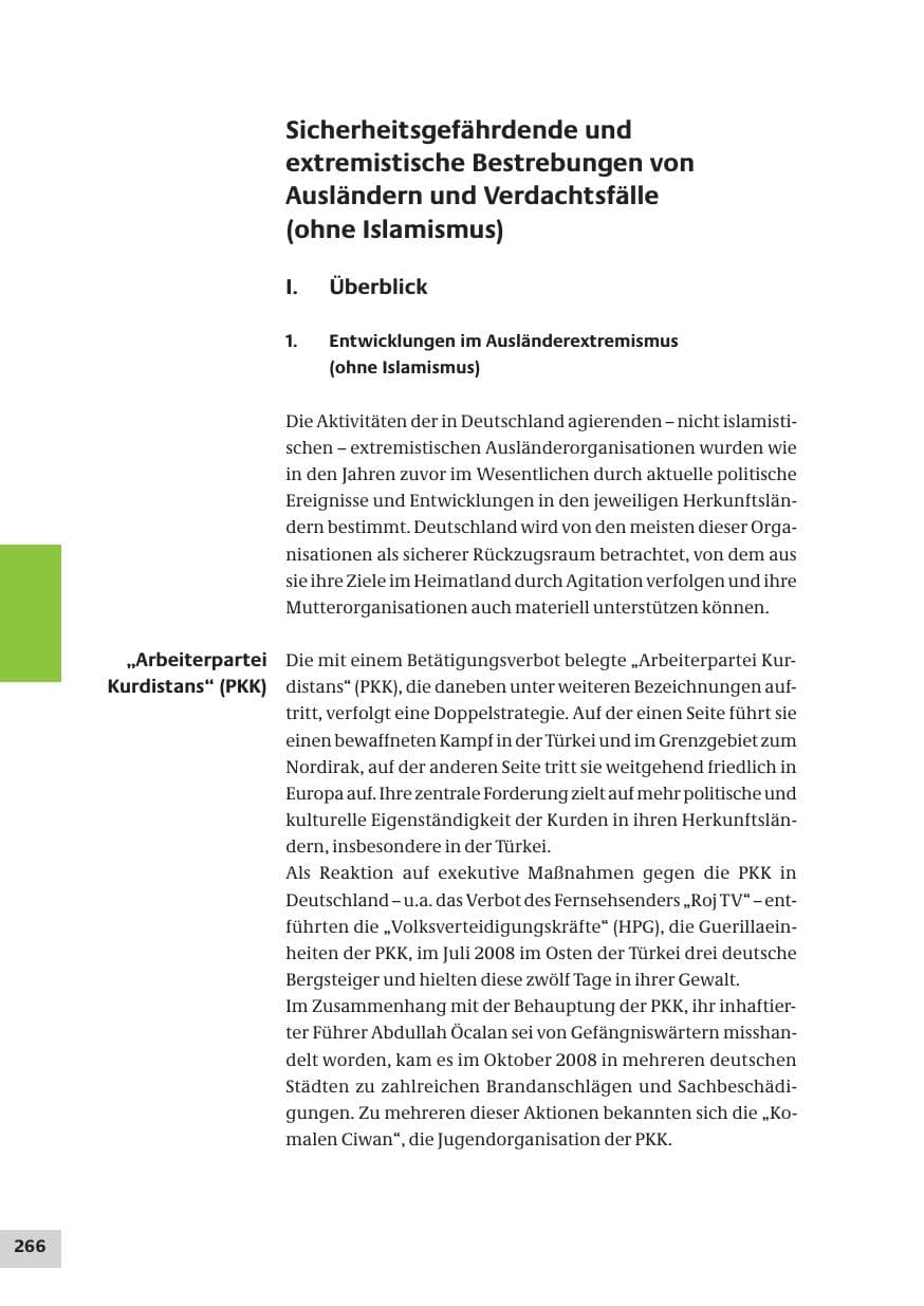 Seite 266 des Verfassungsschutzbericht 2008 Bund