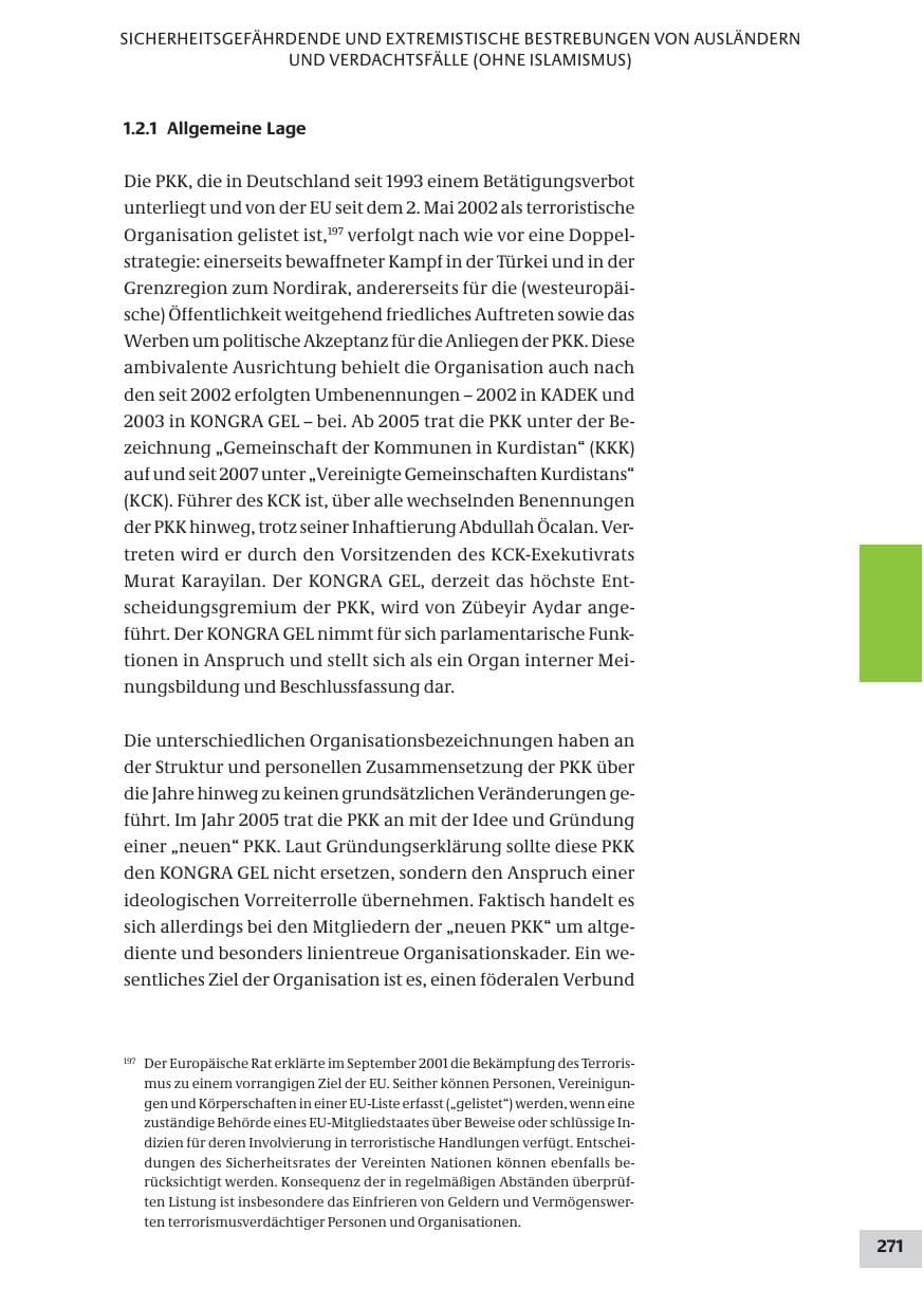 Seite 271 des Verfassungsschutzbericht 2008 Bund