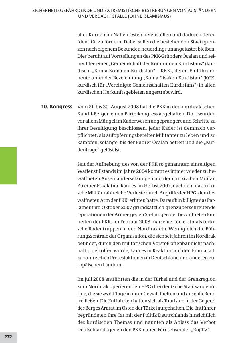 Seite 272 des Verfassungsschutzbericht 2008 Bund