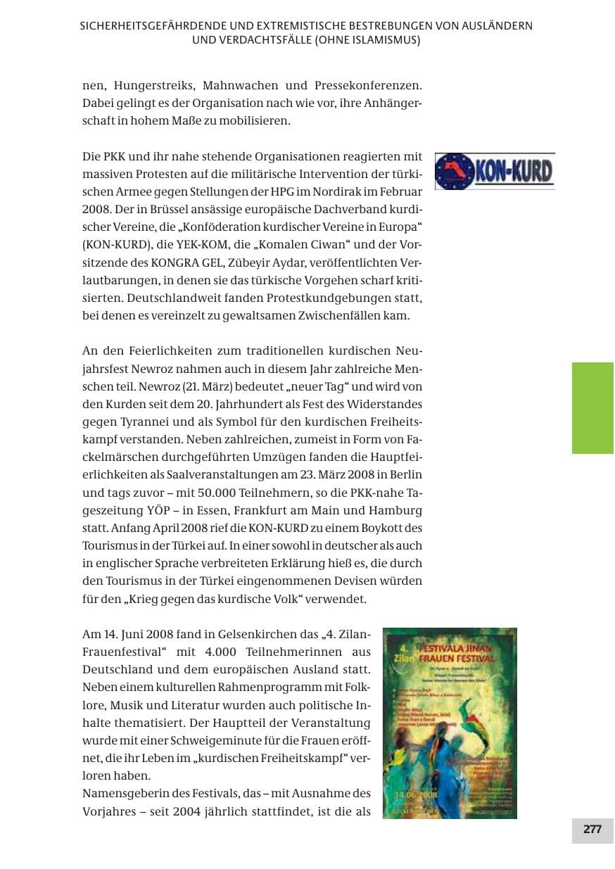 Seite 277 des Verfassungsschutzbericht 2008 Bund