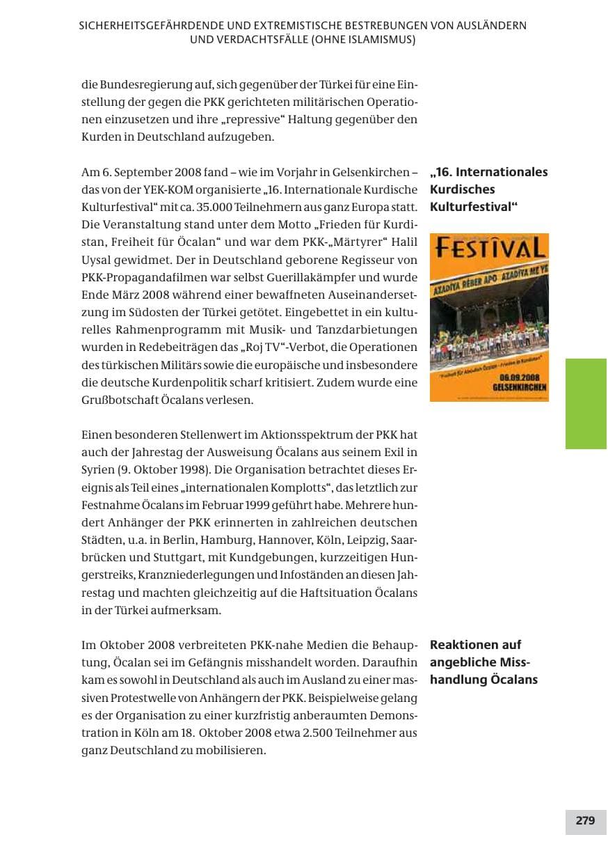 Seite 279 des Verfassungsschutzbericht 2008 Bund