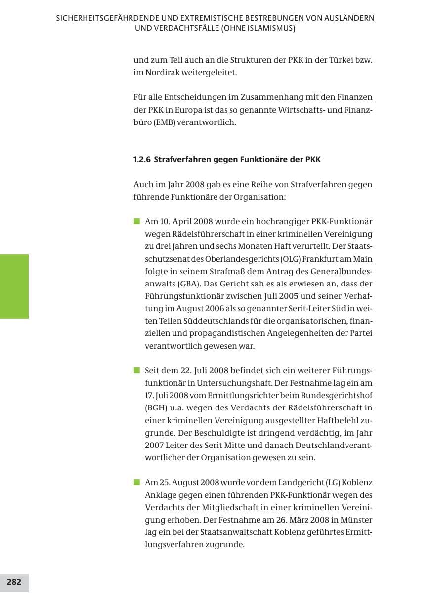 Seite 282 des Verfassungsschutzbericht 2008 Bund