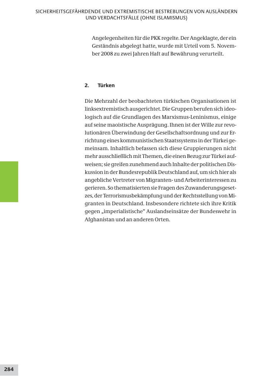 Seite 284 des Verfassungsschutzbericht 2008 Bund