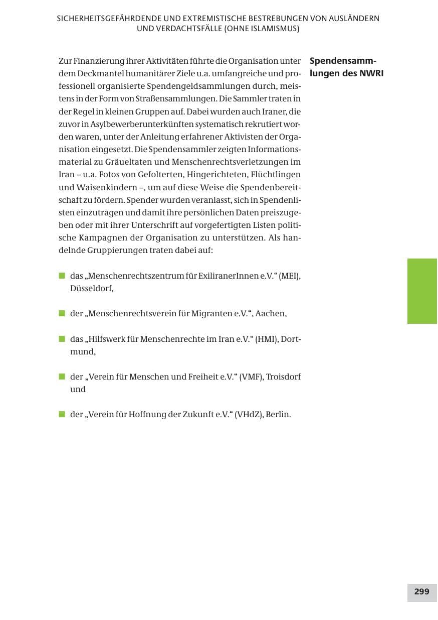 Seite 299 des Verfassungsschutzbericht 2008 Bund