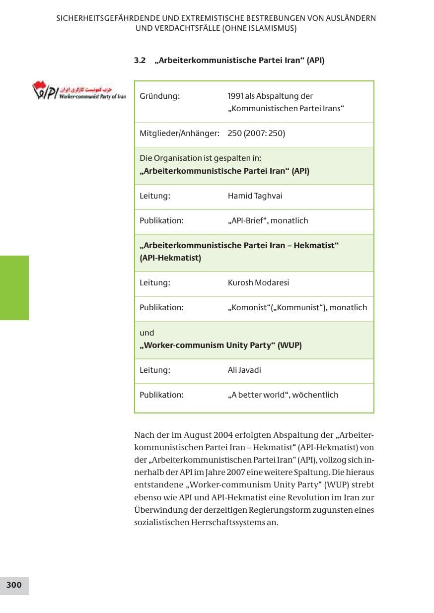 Seite 300 des Verfassungsschutzbericht 2008 Bund
