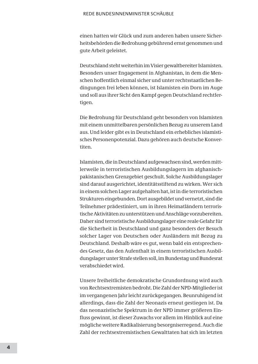 Seite 4 des Verfassungsschutzbericht 2008 Bund