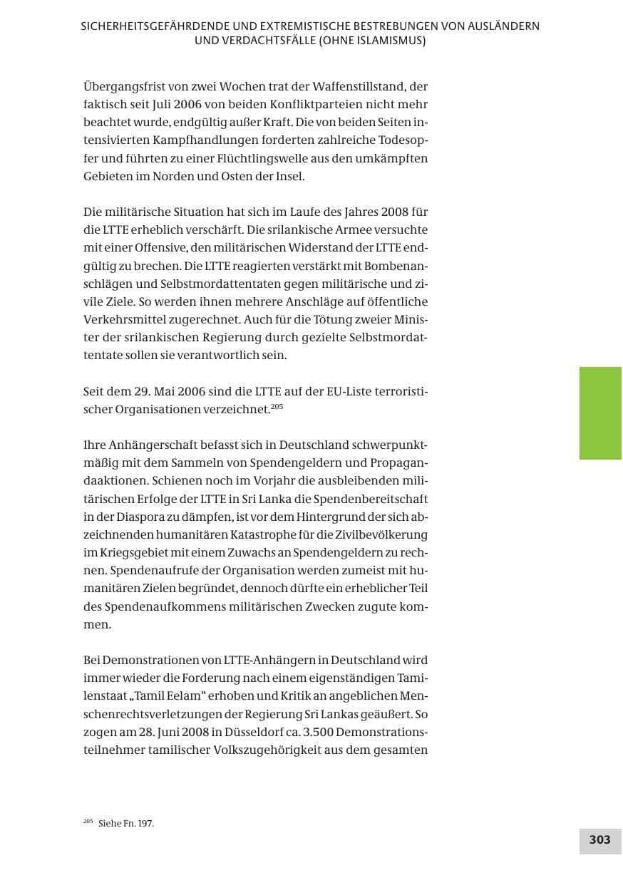 Seite 303 des Verfassungsschutzbericht 2008 Bund