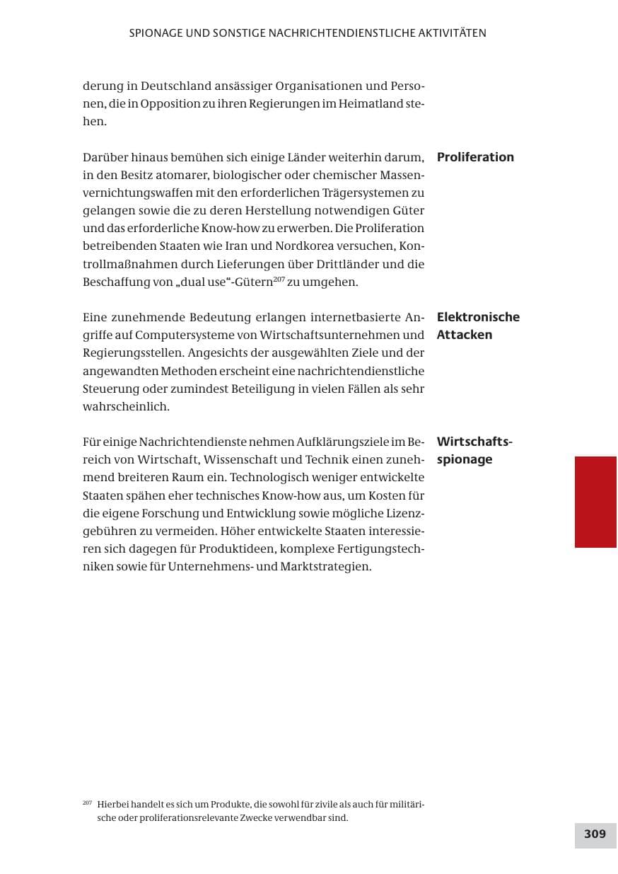 Seite 309 des Verfassungsschutzbericht 2008 Bund