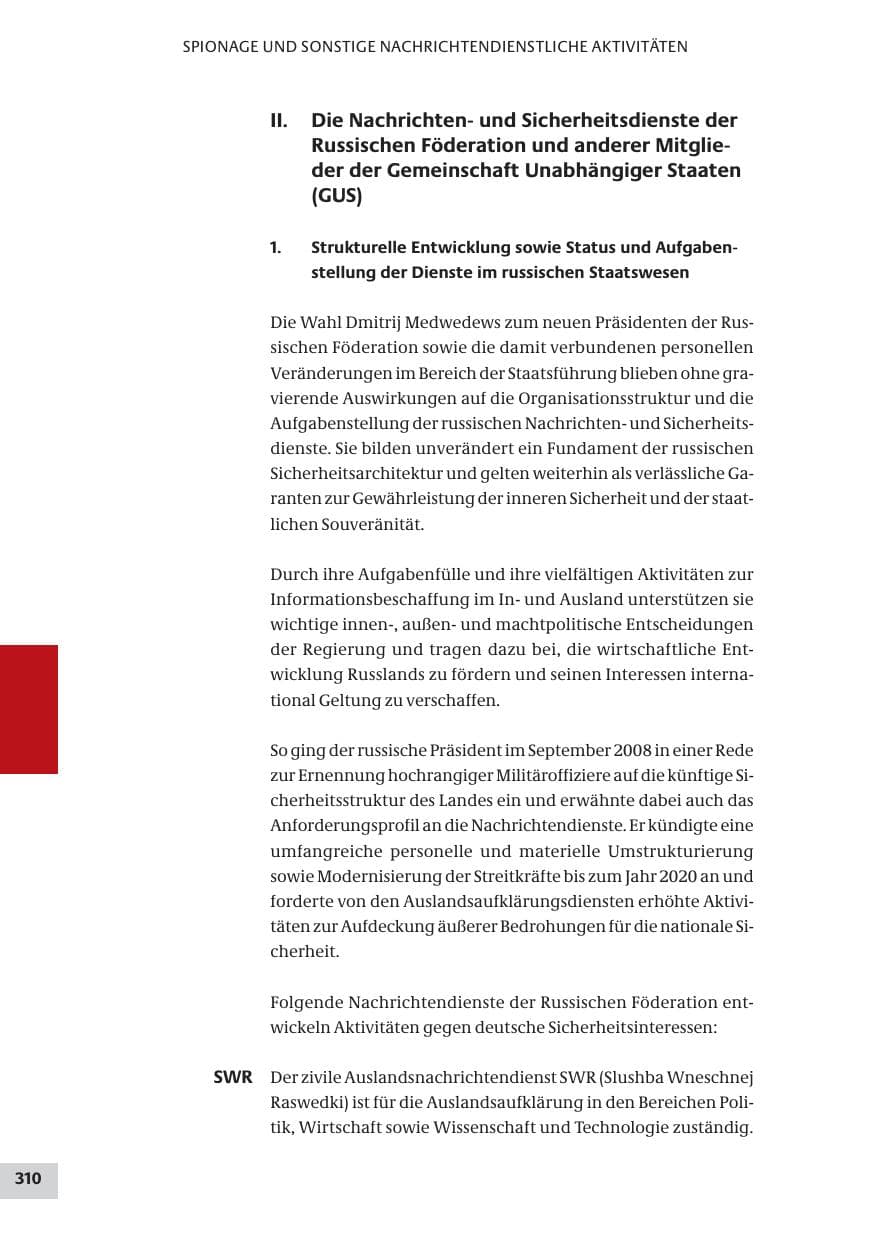 Seite 310 des Verfassungsschutzbericht 2008 Bund