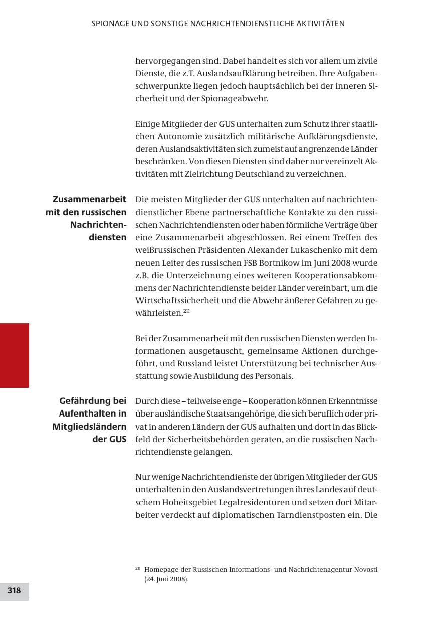 Seite 318 des Verfassungsschutzbericht 2008 Bund