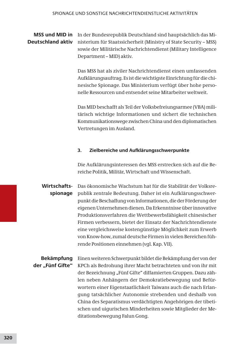 Seite 320 des Verfassungsschutzbericht 2008 Bund