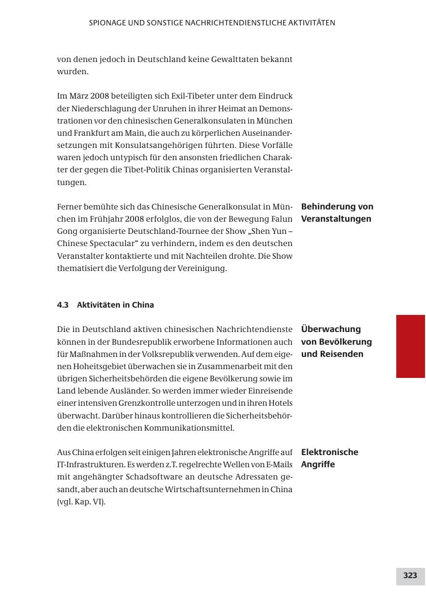 Seite 323 des Verfassungsschutzbericht 2008 Bund