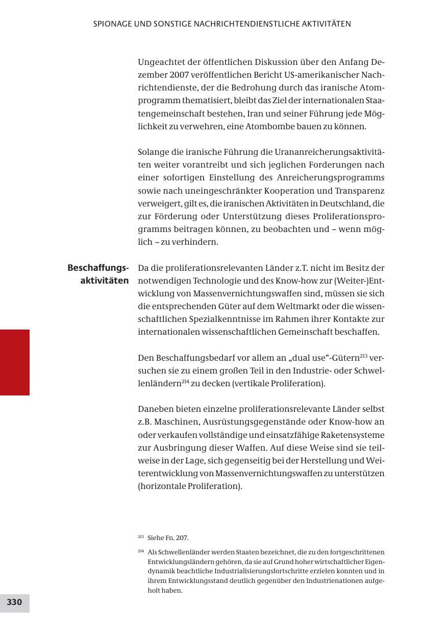 Seite 330 des Verfassungsschutzbericht 2008 Bund