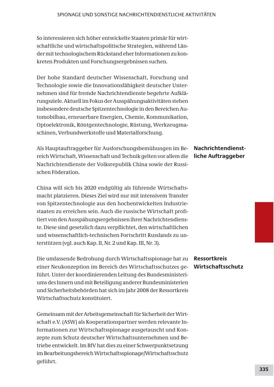 Seite 335 des Verfassungsschutzbericht 2008 Bund