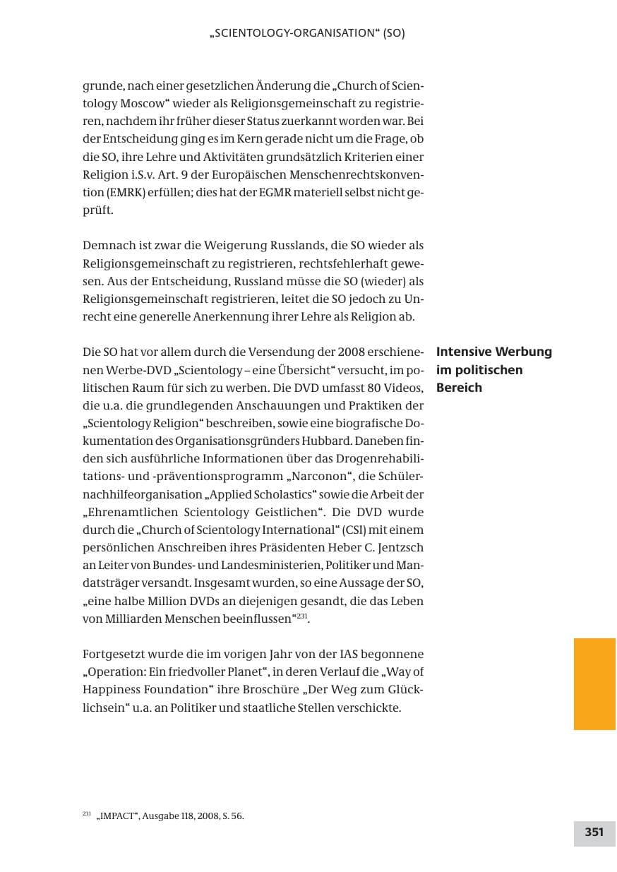 Seite 351 des Verfassungsschutzbericht 2008 Bund