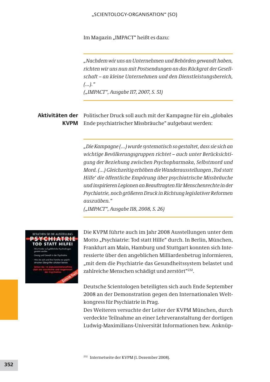Seite 352 des Verfassungsschutzbericht 2008 Bund