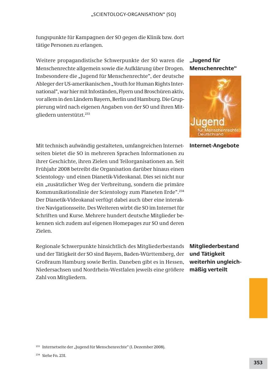 Seite 353 des Verfassungsschutzbericht 2008 Bund