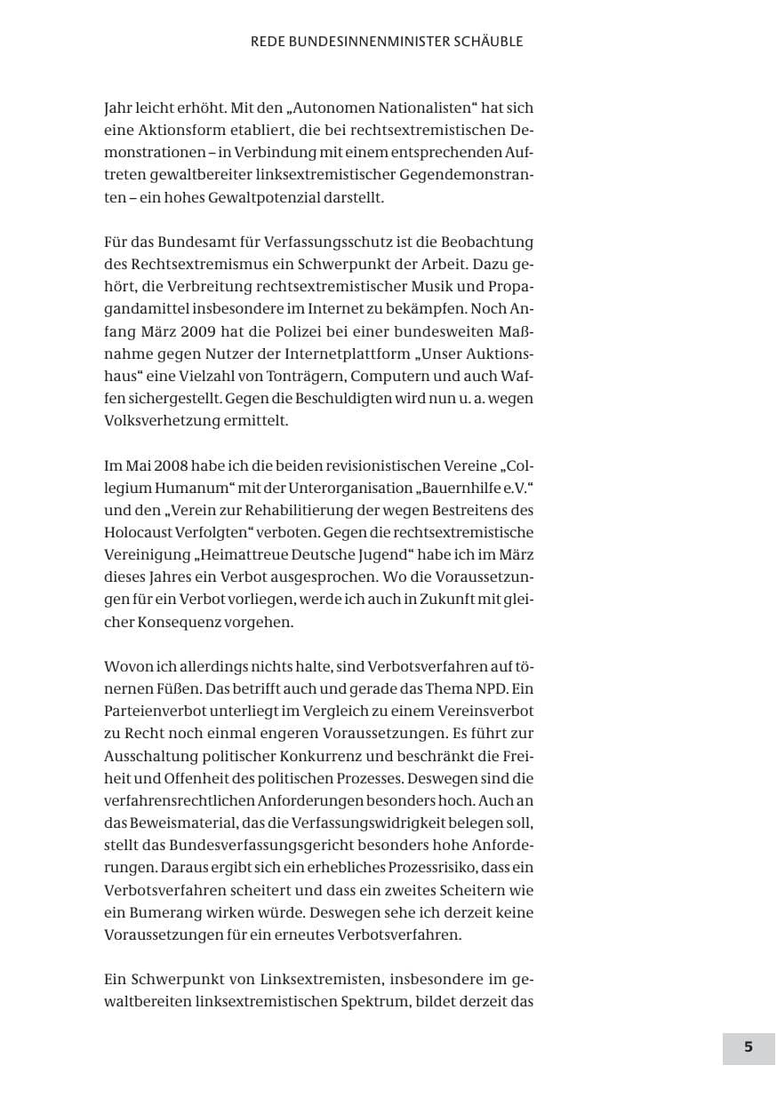 Seite 5 des Verfassungsschutzbericht 2008 Bund