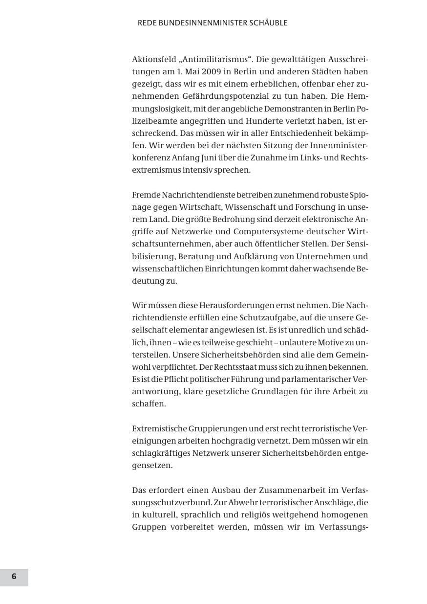 Seite 6 des Verfassungsschutzbericht 2008 Bund