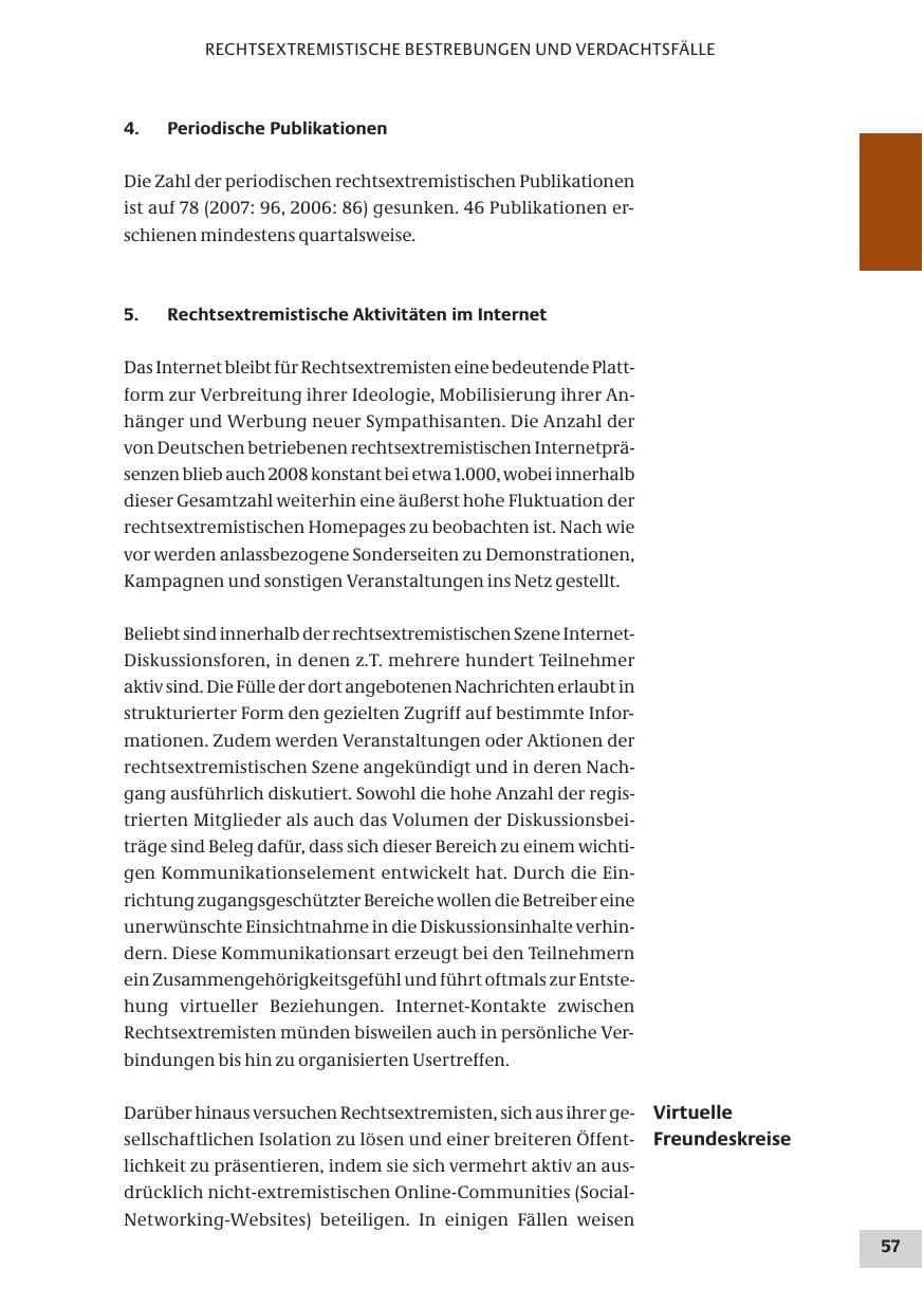 Seite 57 des Verfassungsschutzbericht 2008 Bund