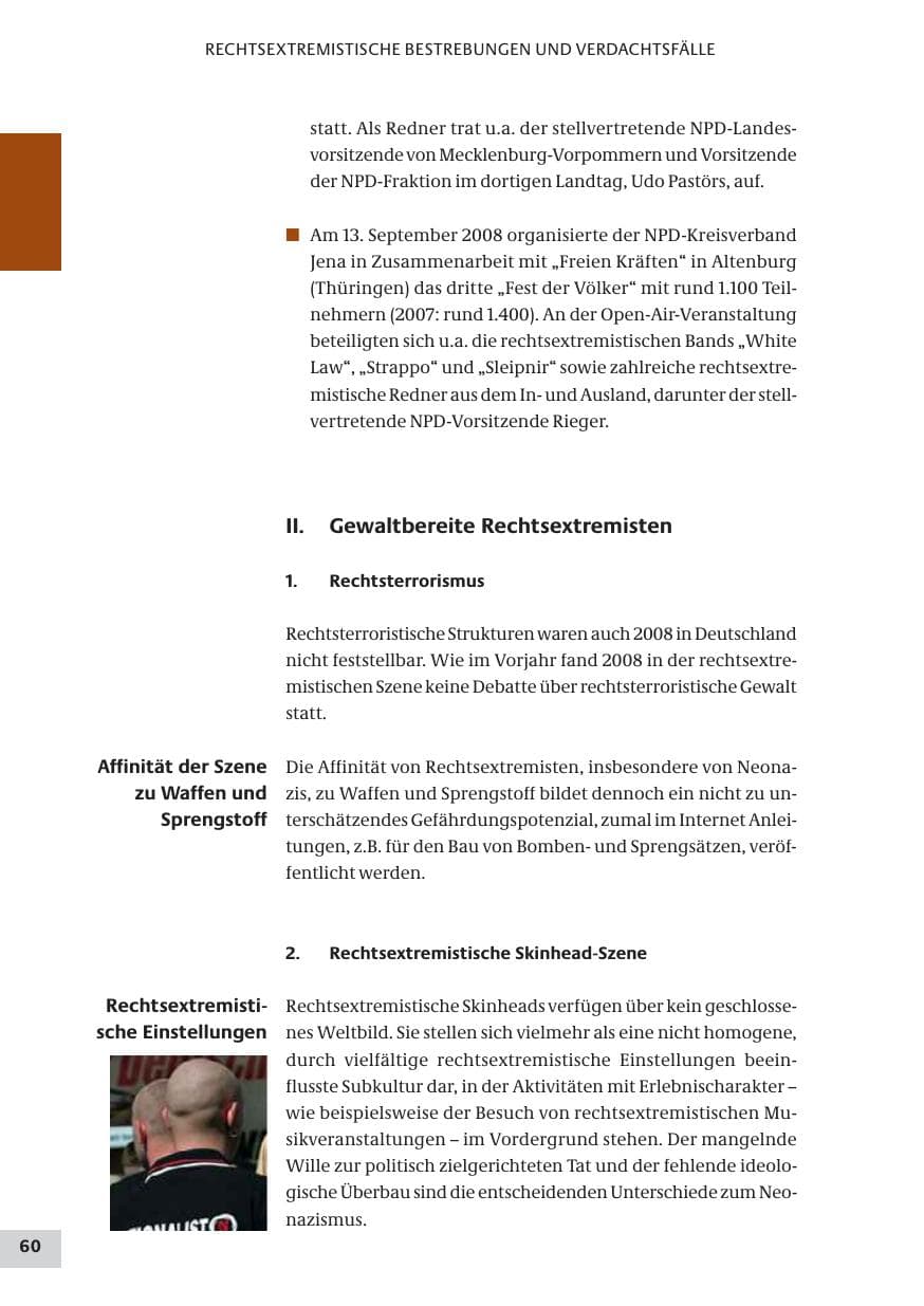 Seite 60 des Verfassungsschutzbericht 2008 Bund