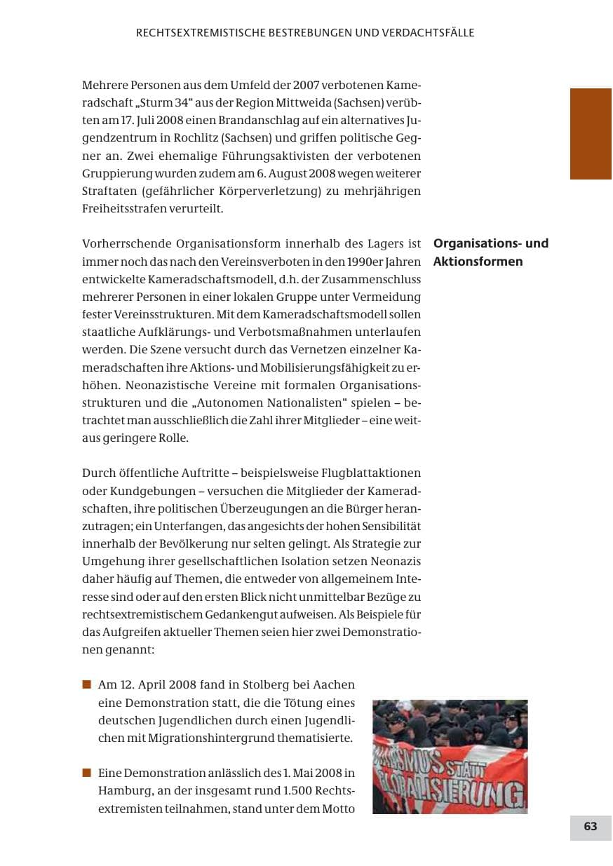 Seite 63 des Verfassungsschutzbericht 2008 Bund