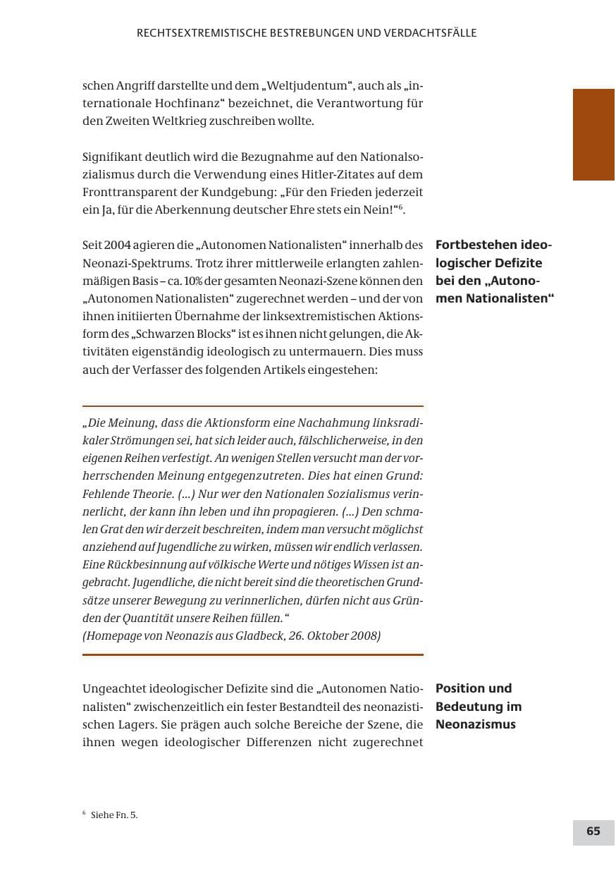 Seite 65 des Verfassungsschutzbericht 2008 Bund