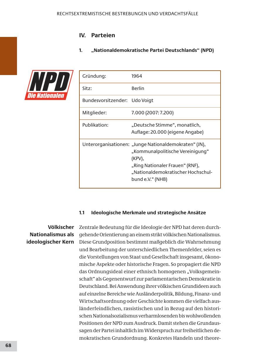 Seite 68 des Verfassungsschutzbericht 2008 Bund