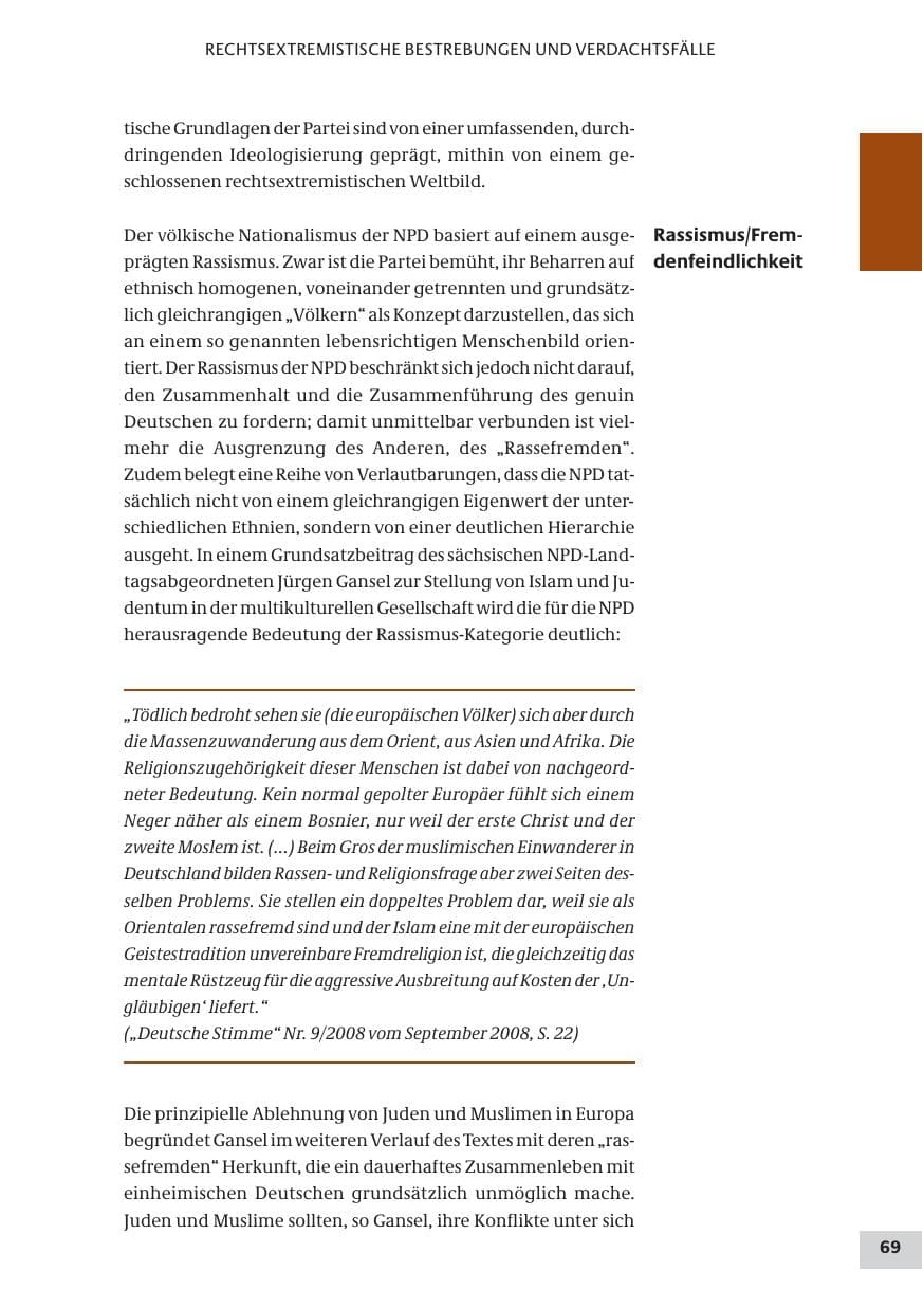 Seite 69 des Verfassungsschutzbericht 2008 Bund