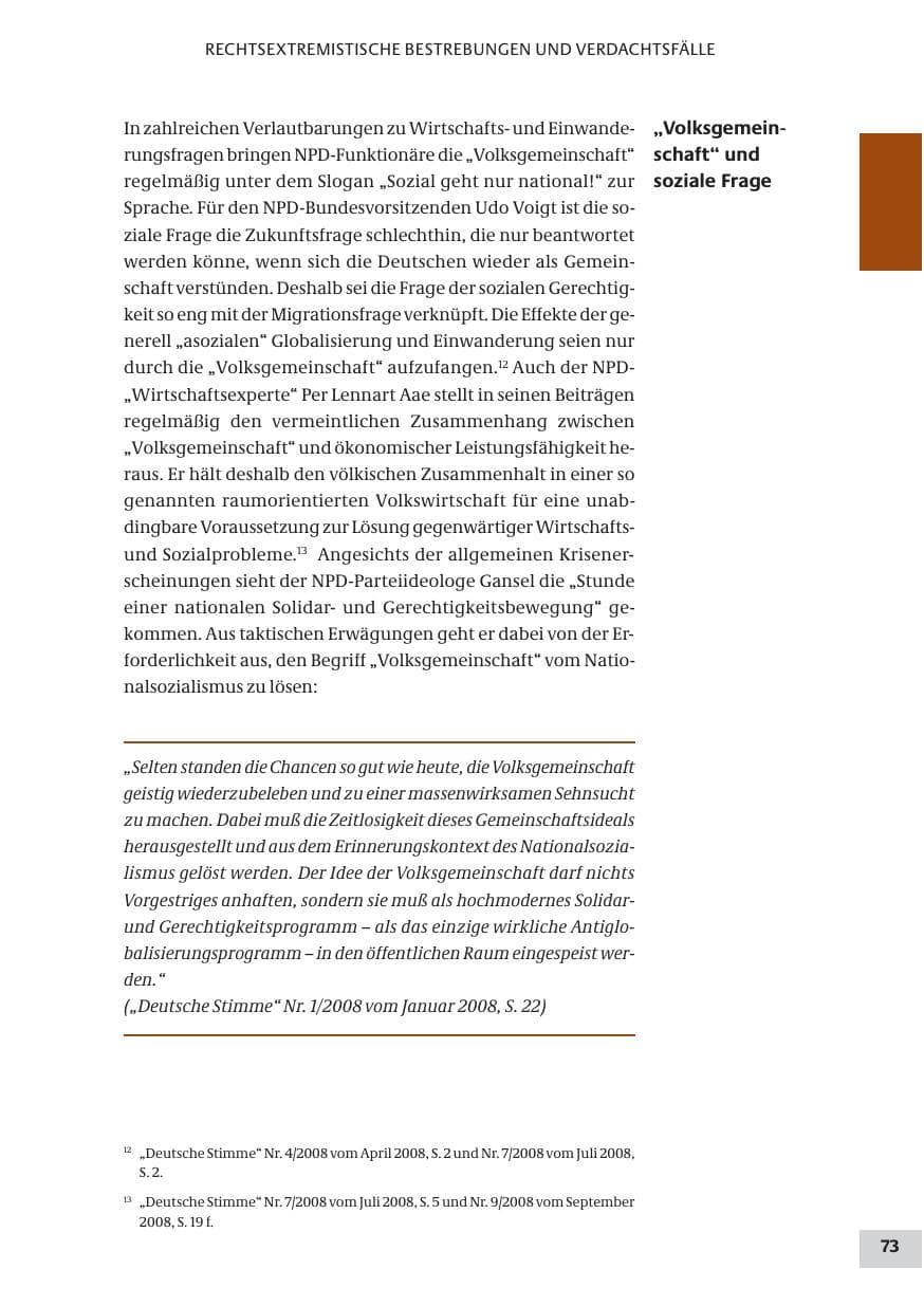Seite 73 des Verfassungsschutzbericht 2008 Bund