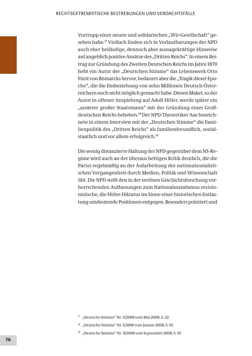 Seite 76 des Verfassungsschutzbericht 2008 Bund