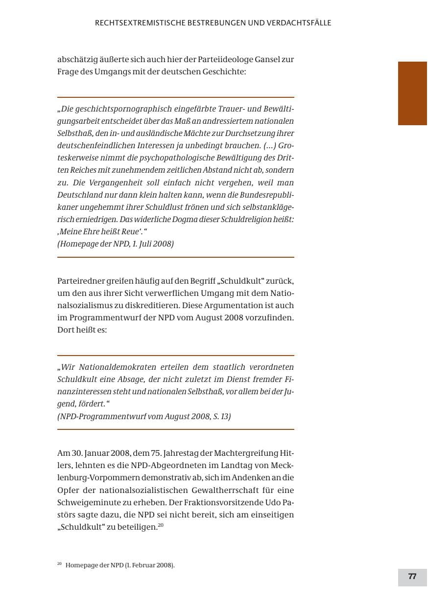 Seite 77 des Verfassungsschutzbericht 2008 Bund