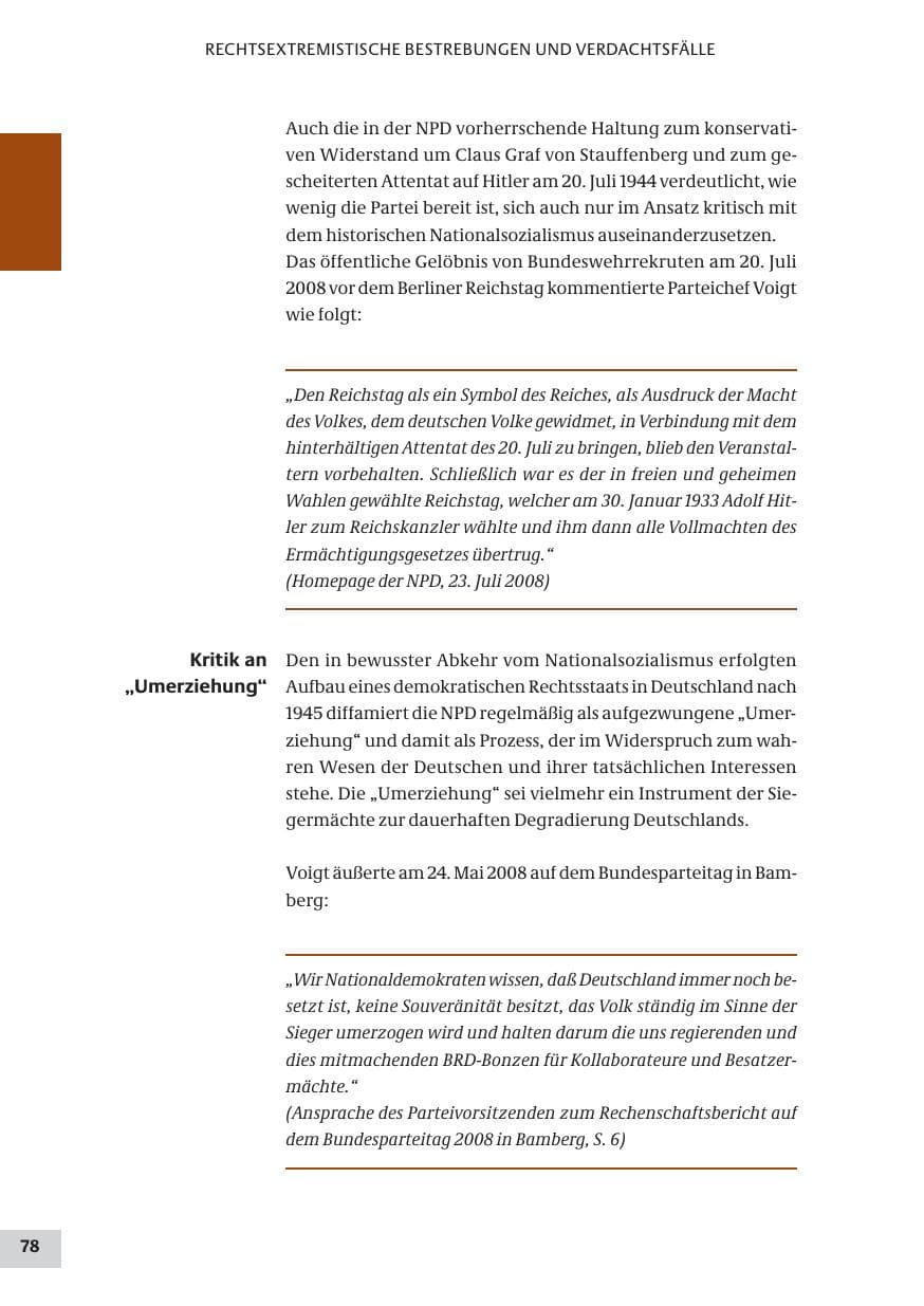 Seite 78 des Verfassungsschutzbericht 2008 Bund