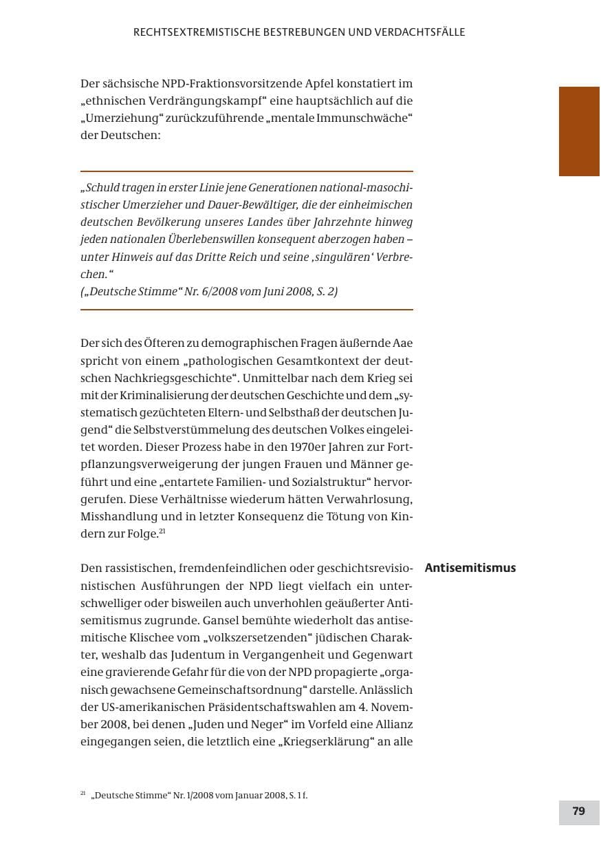 Seite 79 des Verfassungsschutzbericht 2008 Bund