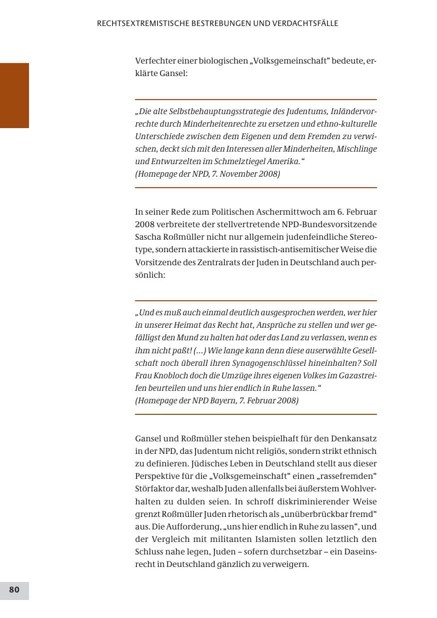 Seite 80 des Verfassungsschutzbericht 2008 Bund