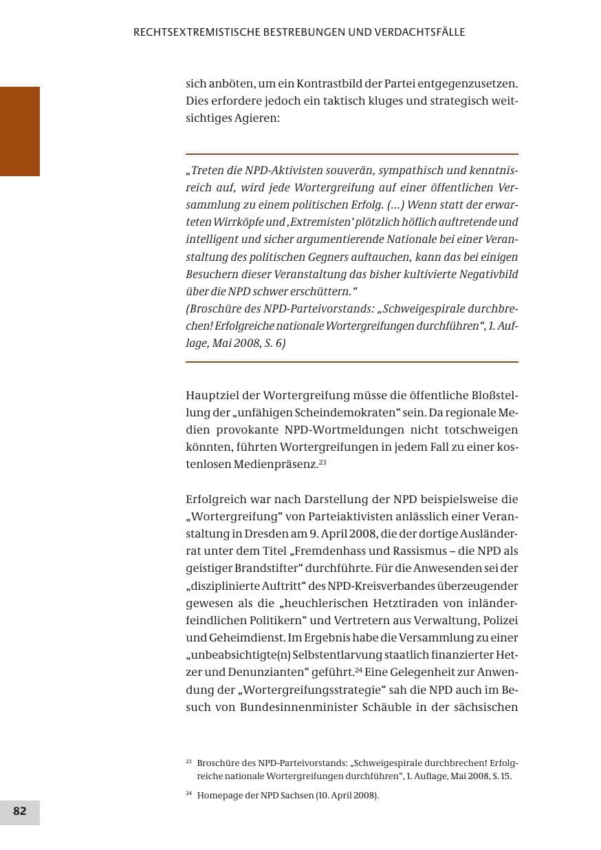 Seite 82 des Verfassungsschutzbericht 2008 Bund